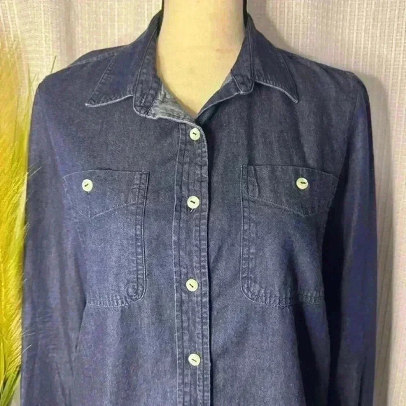 Seven 7 For All Mankind Women’s Small Top Long Sleeve Denim Button Up Shirt - Picture 2 of 13